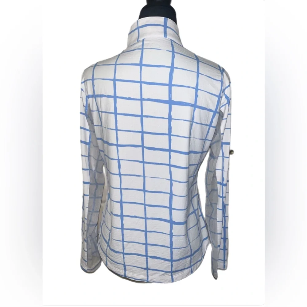IBKUL Women's Long Sleeve SPF 50 Top in Blue and White Check- medium - Picture 5 of 6